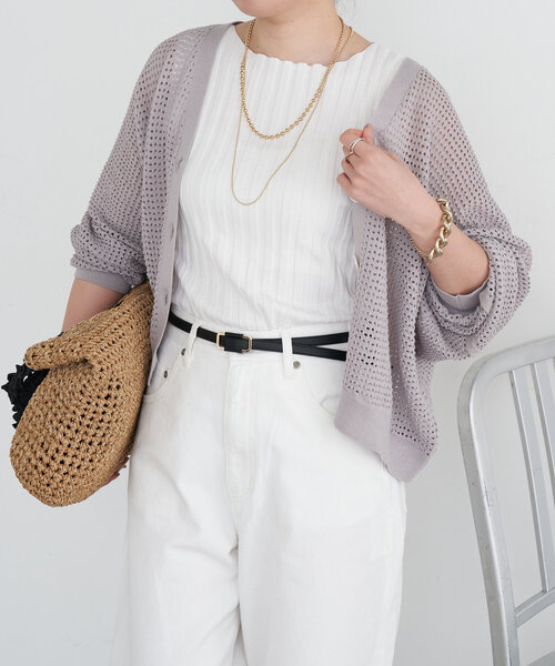 Jena espace merveilleux(ジェナ エスパスメルヴェイユ)の「メッシュラメラインカーディガン(カーディガン/ボレロ・レディース・チャコールグレー/グレー/アイボリー・FREE)」の17枚目の写真