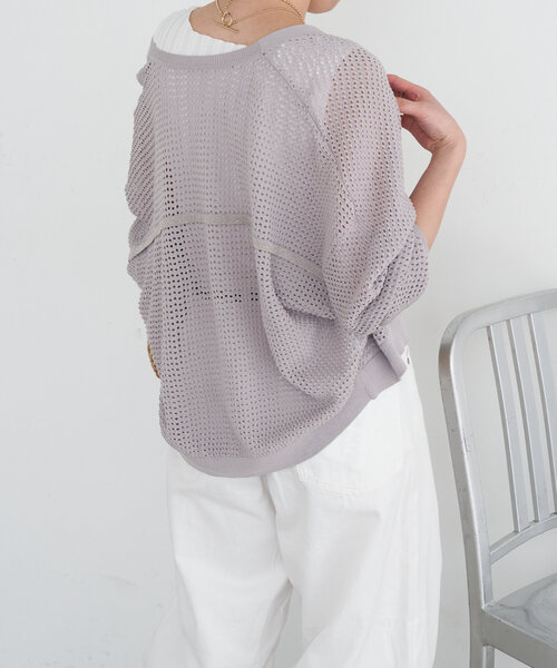 Jena espace merveilleux(ジェナ エスパスメルヴェイユ)の「メッシュラメラインカーディガン(カーディガン/ボレロ・レディース・チャコールグレー/グレー/アイボリー・FREE)」の20枚目の写真