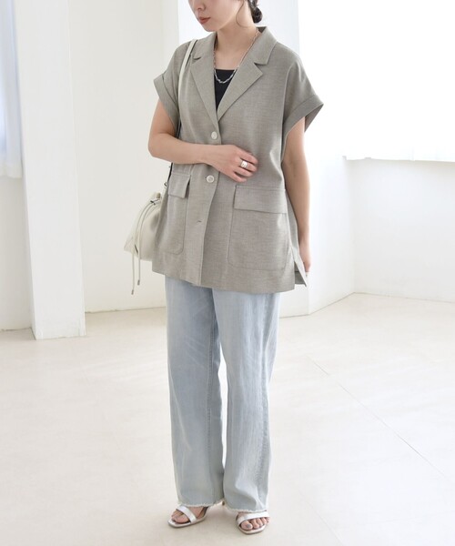 セール】quaranciel: ウーステッド フレンチスリーブ テーラード ジレ