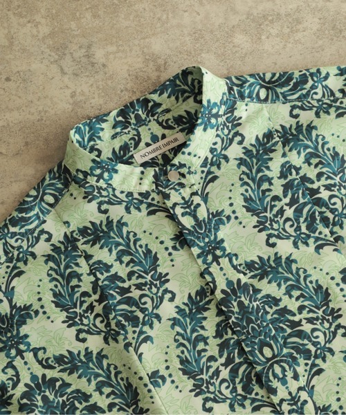 NOMBRE IMPAIR 緑模様 長袖ワンピース NOMBRE IMPAIR 緑模様 長袖ワンピース オリエンタルアソートPT バンド