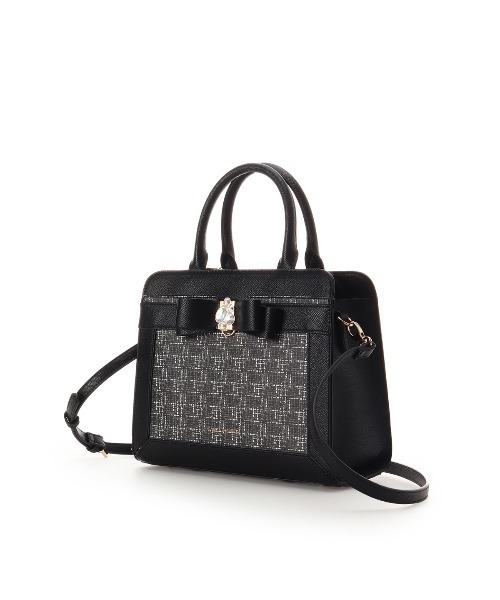 SAMANTHAVEGA(サマンサベガ)の「ツイードプリントジュエルリボンハンドバッグ(ハンドバッグ・レディース・ピンク/ライトブルー/ラベンダー/ブラック・FREE)」の5枚目の写真