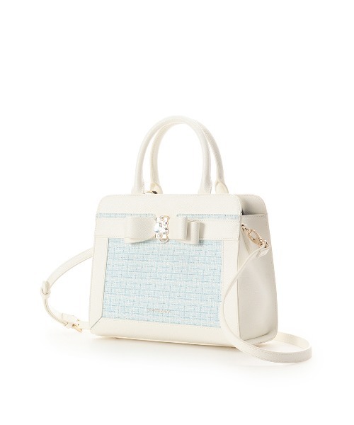 SAMANTHAVEGA(サマンサベガ)の「ツイードプリントジュエルリボンハンドバッグ(ハンドバッグ・レディース・ピンク/ライトブルー/ラベンダー/ブラック・FREE)」の11枚目の写真