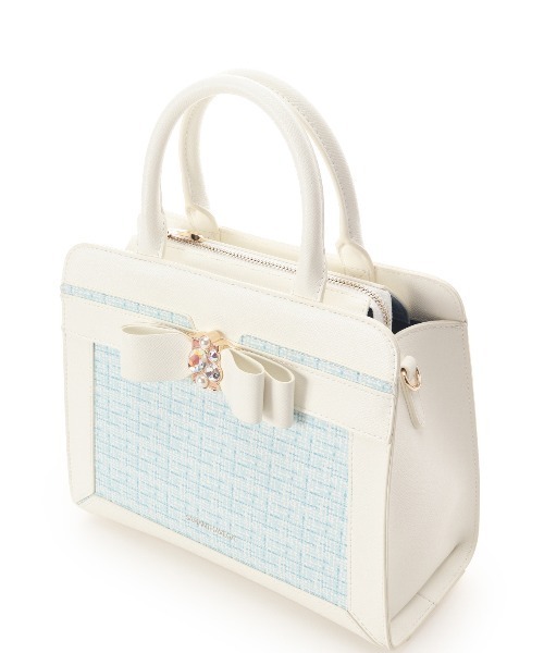 SAMANTHAVEGA(サマンサベガ)の「ツイードプリントジュエルリボンハンドバッグ(ハンドバッグ・レディース・ピンク/ライトブルー/ラベンダー/ブラック・FREE)」の12枚目の写真