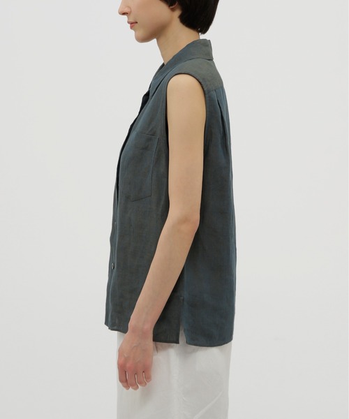 MARGARET HOWELL(マーガレットハウエル)の「LINEN CHAMBRAY(シャツ/ブラウス・レディース・ダークブルー/ホワイト・2/1)」の7枚目の写真