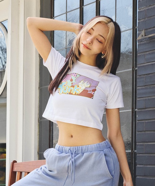 DURAS(デュラス)の「トゥンクプリントクロップTシャツ(Tシャツ/カットソー・レディース・ホワイト/ピンク/ミント・MEDIUM/SMALL)」の4枚目の写真
