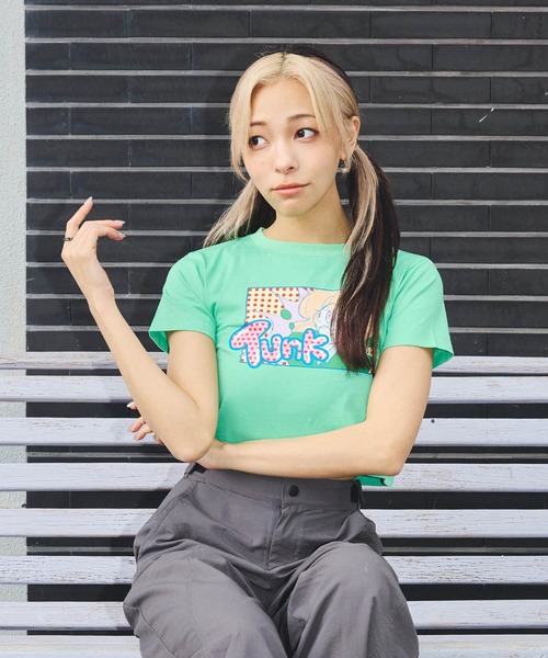 DURAS(デュラス)の「トゥンクプリントクロップTシャツ(Tシャツ/カットソー・レディース・ホワイト/ピンク/ミント・MEDIUM/SMALL)」の14枚目の写真