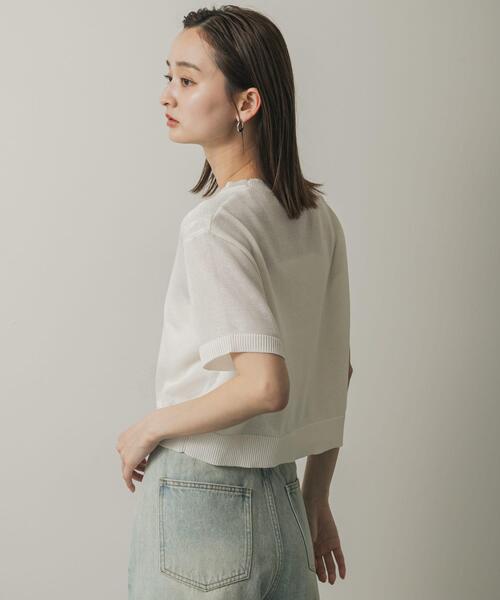 SENSE OF PLACE by URBAN RESEARCH(センスオブプレイスバイアーバンリサーチ)の「クルーネッククロップドセーター(ニット/セーター・レディース・チャコールグレー/オフホワイト/ネイビー/ピンク・ONE)」の12枚目の写真