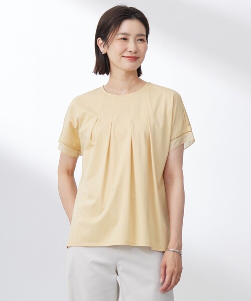 J.PRESS（ジェイプレス）の「【洗える・接触冷感】プレーティングジャージー フレア カットソー（Tシャツ/カットソー・レディース・オレンジ系/ホワイト系/ブラック系/スカイブルー系/ベージュ系・F）」の5枚目の写真