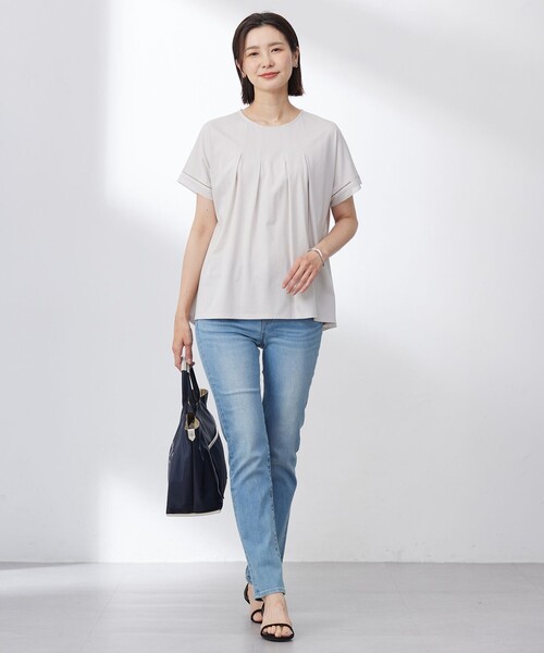 J.PRESS（ジェイプレス）の「【洗える・接触冷感】プレーティングジャージー フレア カットソー（Tシャツ/カットソー・レディース・オレンジ系/ホワイト系/ブラック系/スカイブルー系/ベージュ系・F）」の16枚目の写真