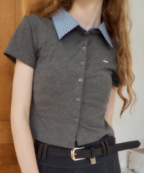 Birthday room（バースデイルーム）の「プレート付襟付きトップス/tops with plate collar（Tシャツ/カットソー・レディース・ネイビー/グレー・FREE）」の2枚目の写真