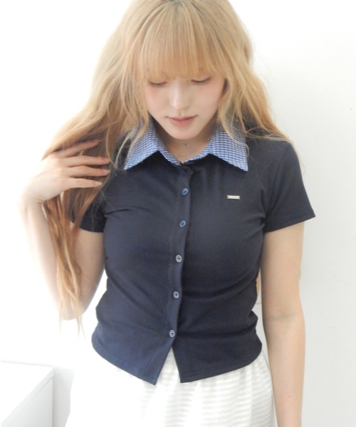 Birthday room（バースデイルーム）の「プレート付襟付きトップス/tops with plate collar（Tシャツ/カットソー・レディース・ネイビー/グレー・FREE）」の17枚目の写真