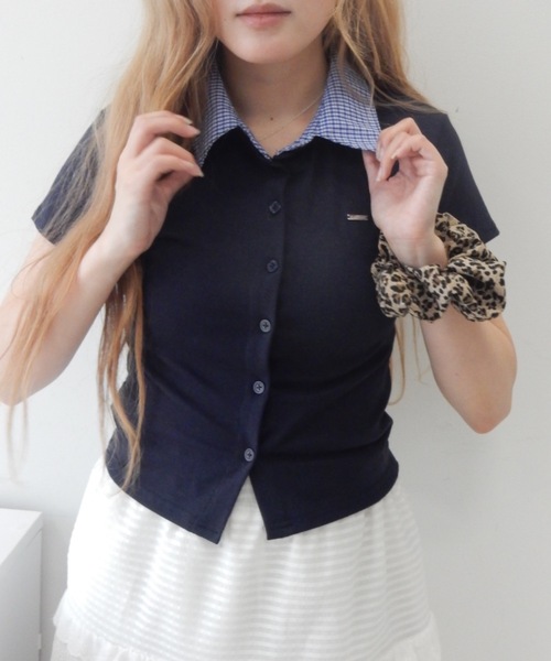 プレート付襟付きトップス/tops with plate collar（Tシャツ
