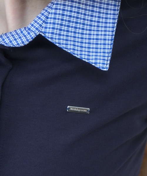 Birthday room（バースデイルーム）の「プレート付襟付きトップス/tops with plate collar（Tシャツ/カットソー・レディース・ネイビー/グレー・FREE）」の8枚目の写真
