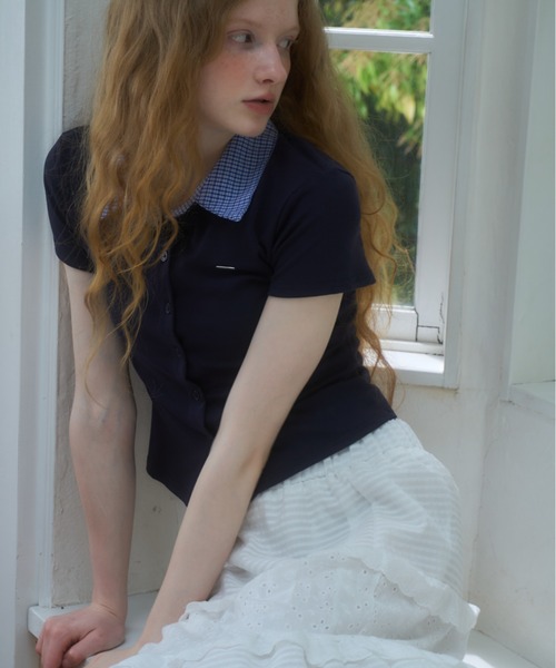 Birthday room（バースデイルーム）の「プレート付襟付きトップス/tops with plate collar（Tシャツ/カットソー・レディース・ネイビー/グレー・FREE）」の10枚目の写真