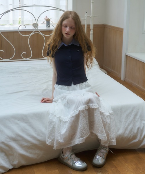 Birthday room（バースデイルーム）の「プレート付襟付きトップス/tops with plate collar（Tシャツ/カットソー・レディース・ネイビー/グレー・FREE）」の14枚目の写真