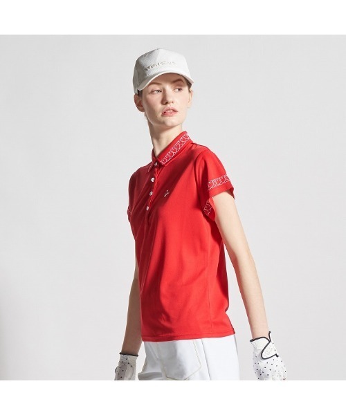 VIVA HEART(ビバハート)の「【VIVA HEART/GOLF】ハート刺繍カノコ半袖ポロ(ポロシャツ・レディース・ホワイト/レッド/ネイビー・40)」の5枚目の写真