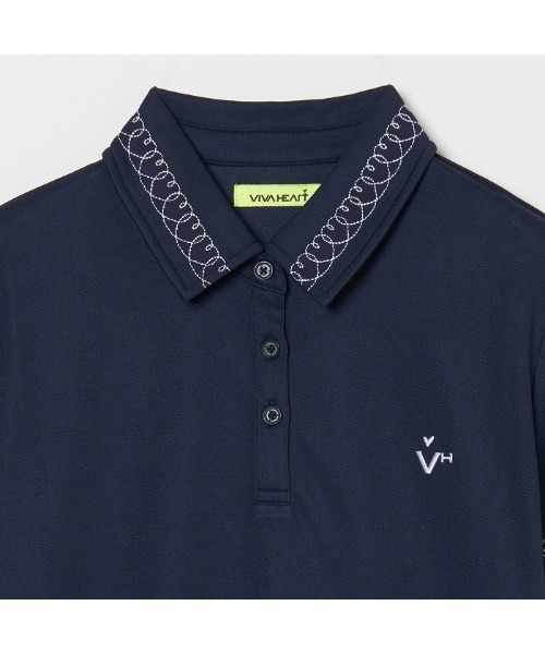 VIVA HEART(ビバハート)の「【VIVA HEART/GOLF】ハート刺繍カノコ半袖ポロ(ポロシャツ・レディース・ホワイト/レッド/ネイビー・40)」の13枚目の写真