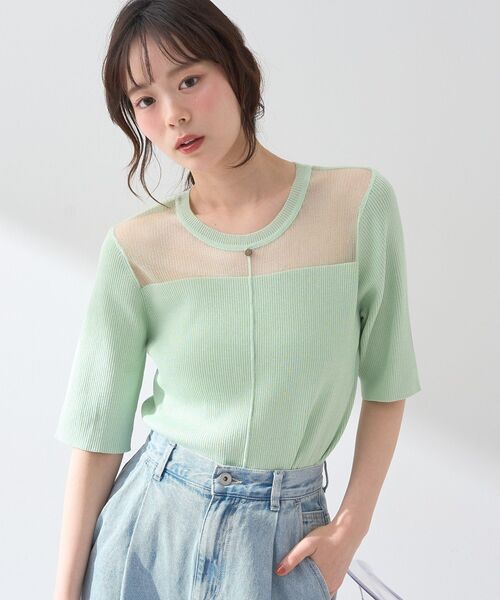 セール】シアーヨークニットプルオーバー（Tシャツ/カットソー