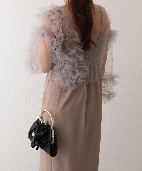 Lace Ladies(レースレディース)の「ビッグ フラワー ビジュー ボール付き パーティー ハンド バッグ(クラッチバッグ・レディース・ベージュ/ブラック/シルバー・FREE)」の11枚目の写真