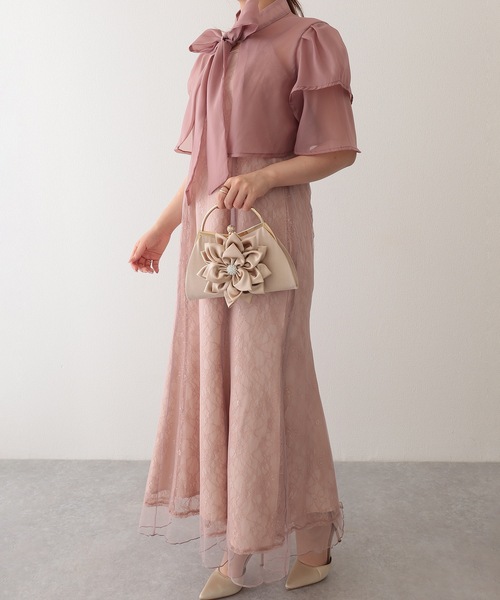 Lace Ladies(レースレディース)の「ビッグ フラワー ビジュー ボール付き パーティー ハンド バッグ(クラッチバッグ・レディース・ベージュ/ブラック/シルバー・FREE)」の15枚目の写真