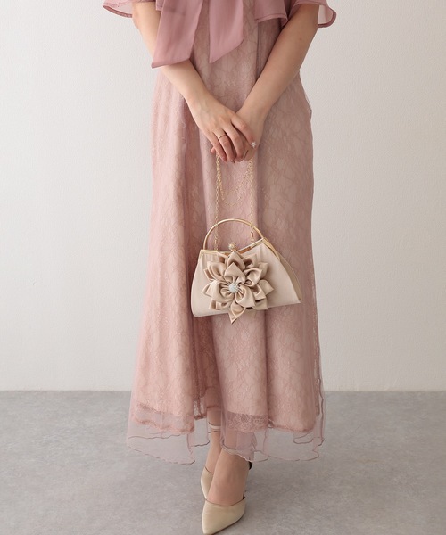 Lace Ladies(レースレディース)の「ビッグ フラワー ビジュー ボール付き パーティー ハンド バッグ(クラッチバッグ・レディース・ベージュ/ブラック/シルバー・FREE)」の21枚目の写真