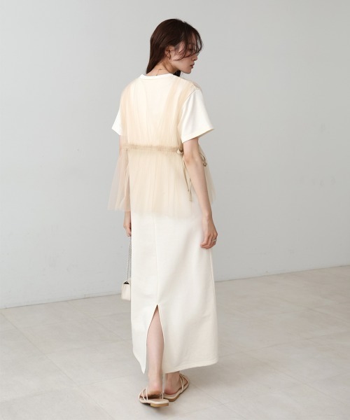 Bab(バブ)の「【S・Mサイズ展開】チュールドッキングスウェットワンピース(ワンピース・レディース・ブラック/チャコールグレー/アイボリー・S/M)」の7枚目の写真