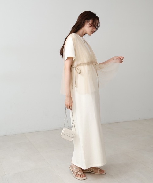 Bab(バブ)の「【S・Mサイズ展開】チュールドッキングスウェットワンピース(ワンピース・レディース・ブラック/チャコールグレー/アイボリー・S/M)」の9枚目の写真