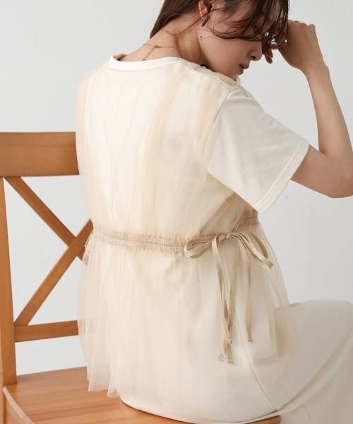 Bab(バブ)の「【S・Mサイズ展開】チュールドッキングスウェットワンピース(ワンピース・レディース・ブラック/チャコールグレー/アイボリー・S/M)」の10枚目の写真