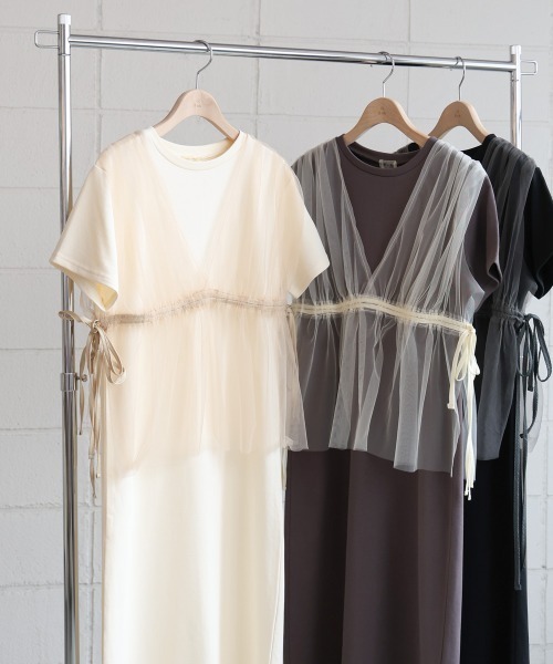 Bab(バブ)の「【S・Mサイズ展開】チュールドッキングスウェットワンピース(ワンピース・レディース・ブラック/チャコールグレー/アイボリー・S/M)」の18枚目の写真