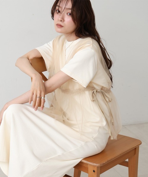 Bab(バブ)の「【S・Mサイズ展開】チュールドッキングスウェットワンピース(ワンピース・レディース・ブラック/チャコールグレー/アイボリー・S/M)」の20枚目の写真