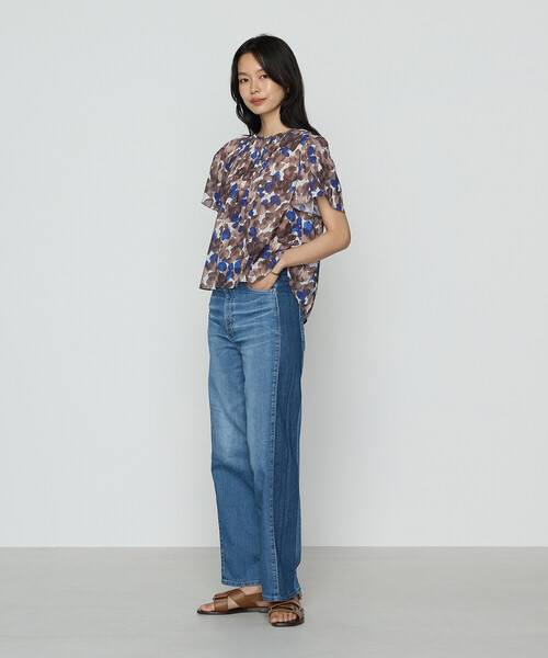 K.T KIYOKO TAKASE（キヨコタカセ）の「強撚カッセンアートプリント フロントタックブラウス（シャツ/ブラウス・レディース・ブラウン・9号/11号/7号）」の11枚目の写真