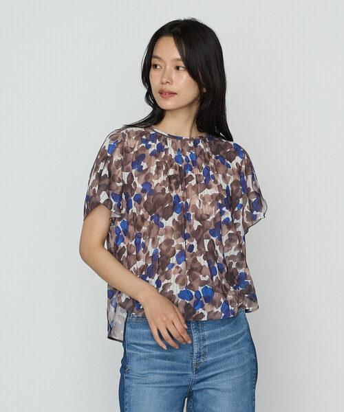 K.T KIYOKO TAKASE（キヨコタカセ）の「強撚カッセンアートプリント フロントタックブラウス（シャツ/ブラウス・レディース・ブラウン・9号/11号/7号）」の10枚目の写真