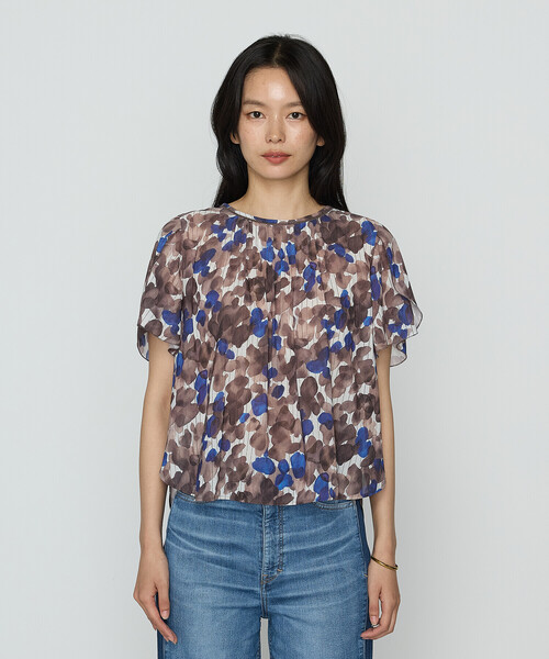 K.T KIYOKO TAKASE（キヨコタカセ）の「強撚カッセンアートプリント フロントタックブラウス（シャツ/ブラウス・レディース・ブラウン・9号/11号/7号）」の9枚目の写真