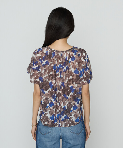 K.T KIYOKO TAKASE（キヨコタカセ）の「強撚カッセンアートプリント フロントタックブラウス（シャツ/ブラウス・レディース・ブラウン・9号/11号/7号）」の7枚目の写真