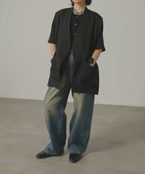 louren ローレン side slit jacket ZOZOTOWN限定》【Louren/ローレン】別注 side slit half sleeve