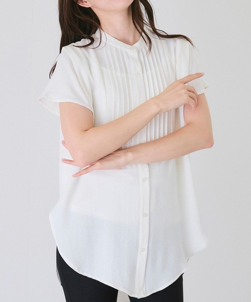 Jayro(ジャイロ)の「ピンタック切替ブラウス(シャツ/ブラウス・レディース・ホワイト系その他/ライトグリーン/ブラック・M)」の2枚目の写真