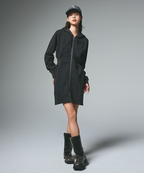 DUSTY ZIP UP SWEAT HOODIE DRESS（ワンピース）｜X-girl