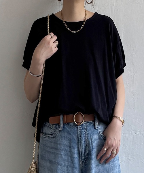 LBC(エルビーシー)の「冷感ドルマンプルオーバー(Tシャツ/カットソー・レディース・グリーン/ベージュ/ブラック/その他30/オレンジ・M/L)」の2枚目の写真