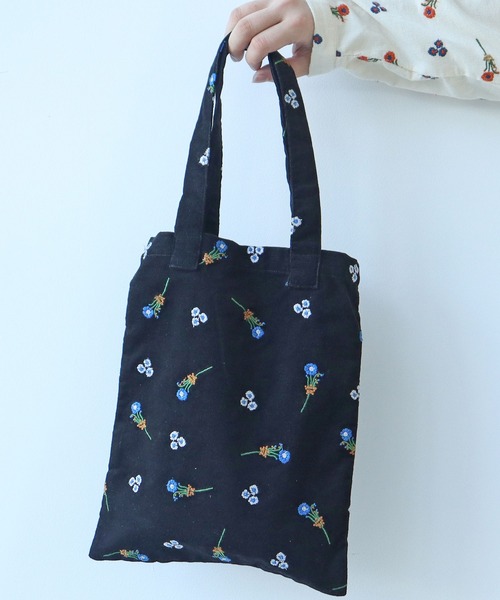 セール】シュウメイギク刺繍 バッグ（トートバッグ）｜bulle de savon