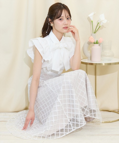 WILLSELECTION（ウィルセレクション）の「ボリュームフリルボウタイブラウス（シャツ/ブラウス・レディース・サックスブルー/ブラック/オフホワイト・FREE）」の6枚目の写真