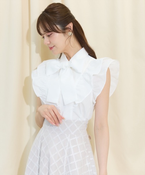 WILLSELECTION（ウィルセレクション）の「ボリュームフリルボウタイブラウス（シャツ/ブラウス・レディース・サックスブルー/ブラック/オフホワイト・FREE）」の8枚目の写真