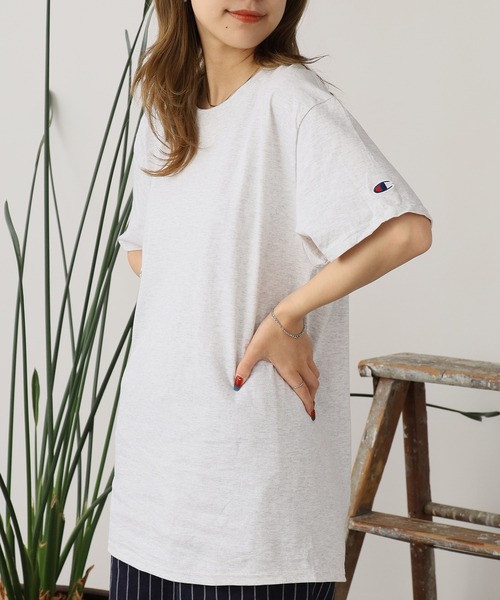 セール】△Champion/チャンピオン コットン ワッペン Tシャツ 無地T