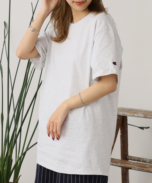 Champion(チャンピオン)の「▲Champion/チャンピオン コットン ワッペン Tシャツ 無地T トップス 半袖カットソー(Tシャツ/カットソー・メンズ・アッシュグレー/チャコール/ホワイト/ブラック・S/L/XL/M)」の20枚目の写真