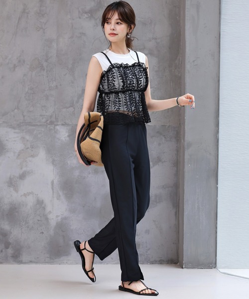 TeddyShop（テディショップ）の「レディース水着 4wayで着られる。レースビスチェ+ロングボトムス+ハイネックビキニ 4点セット [大きいサイズ有]（水着・レディース・ブラック/ホワイト・L/M/S/LL）」の4枚目の写真