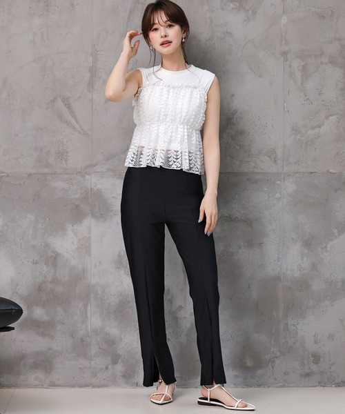 TeddyShop（テディショップ）の「レディース水着 4wayで着られる。レースビスチェ+ロングボトムス+ハイネックビキニ 4点セット [大きいサイズ有]（水着・レディース・ブラック/ホワイト・L/M/S/LL）」の5枚目の写真