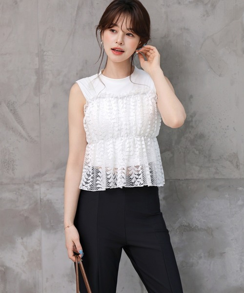 TeddyShop（テディショップ）の「レディース水着 4wayで着られる。レースビスチェ+ロングボトムス+ハイネックビキニ 4点セット [大きいサイズ有]（水着・レディース・ブラック/ホワイト・L/M/S/LL）」の9枚目の写真