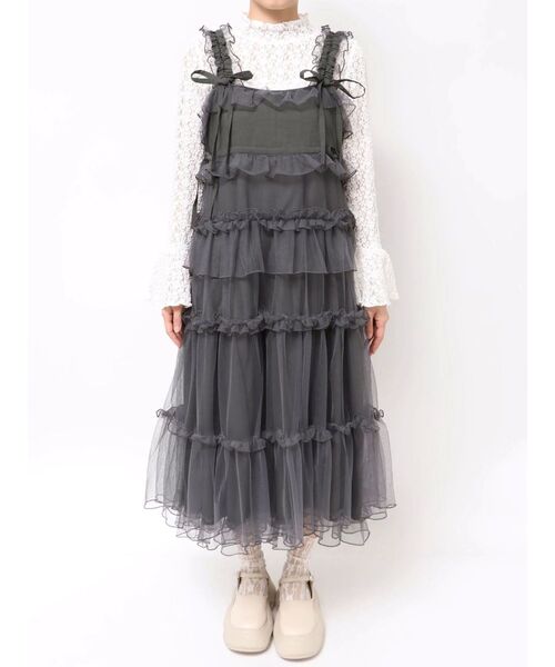 merry jenny（メリージェニー）の「チュールドロストロングワンピース（ワンピース・レディース・ピンク/チャコールグレー/ブルー/アイボリー・FREE）」の14枚目の写真