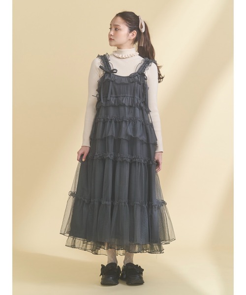 merry jenny（メリージェニー）の「チュールドロストロングワンピース（ワンピース・レディース・ピンク/チャコールグレー/ブルー/アイボリー・FREE）」の10枚目の写真