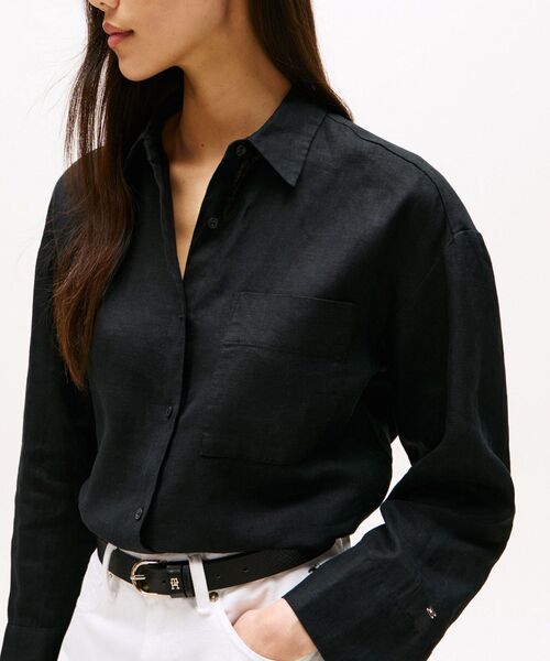 TOMMY HILFIGER（トミーヒルフィガー）の「リネンイージーシャツ（シャツ/ブラウス・レディース・ブラック/ホワイト・34inch/36inch）」の11枚目の写真