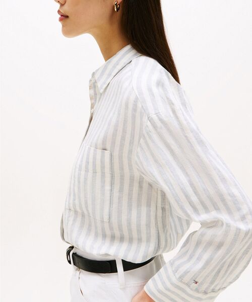 TOMMY HILFIGER（トミーヒルフィガー）の「リネンイージーシャツ（シャツ/ブラウス・レディース・ブラック/ホワイト・34inch/36inch）」の6枚目の写真